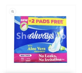 Always Maxi Thick with Aloe Vera Freshness (Long) Sanitary Pads, 11 Ct