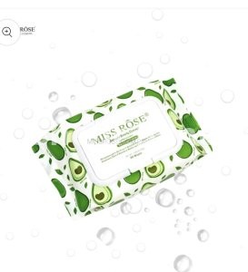 Miss Rose Avocado beauty concept facial cleaning wipes.